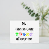 Finnisch Spitz Walks Design Postkarte (Stehend Vorderseite)