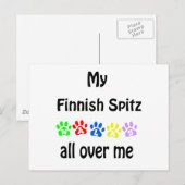 Finnisch Spitz Walks Design Postkarte (Vorne/Hinten)
