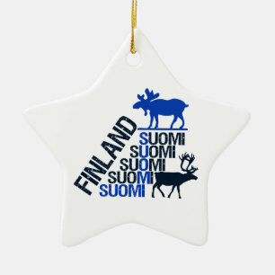 Finnische Elch- und Rentierdekoration - anpassen Keramik Ornament