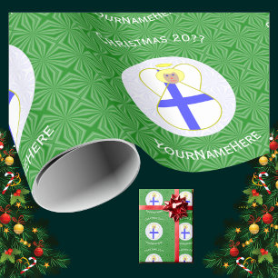 Finnische Engel-Weihnachtsflagge Personalisiert Geschenkpapier