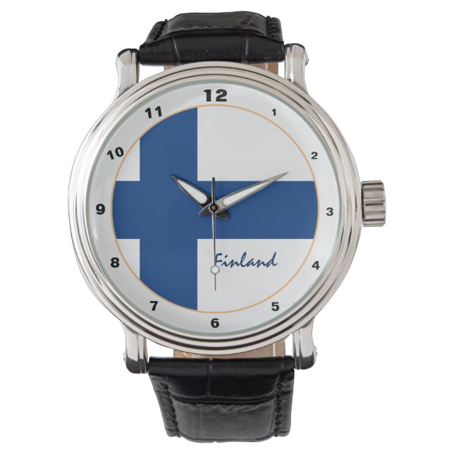 Finnische Flag & Finnland trendy fashion /design Armbanduhr (Vorderseite)
