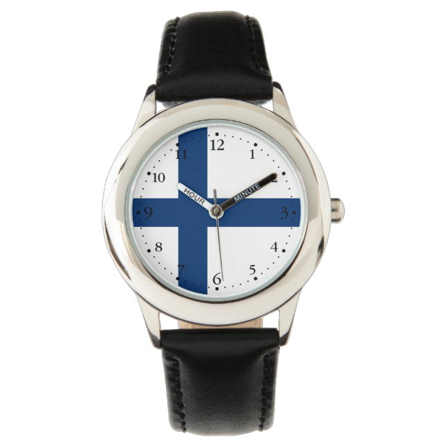Finnische Flagge Armbanduhr (Vorderseite)