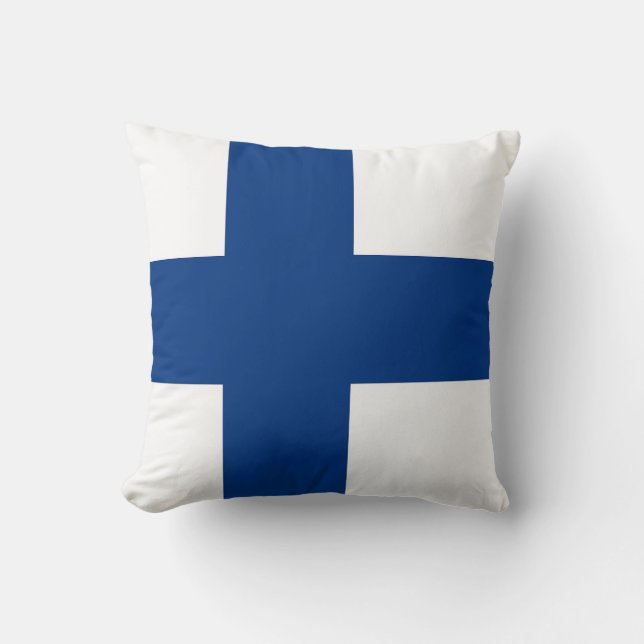 Finnische Flagge auf amerikanischem MoJo-Pillow Kissen (Vorderseite)