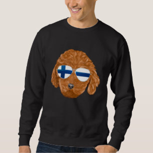 Finnische Flagge Brauner Pudel Hund Finnland Tasch Sweatshirt