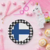 Finnische Flagge, Büffel kariert und finnische Fla Pappteller (Party)