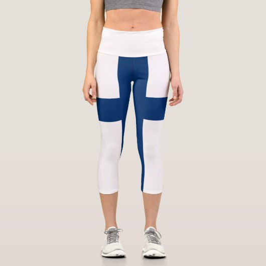 Finnische Flagge Capri Leggings (Vorderseite)