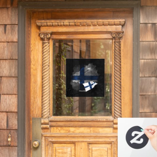 Finnische Flagge Fensteraufkleber (Haustür)