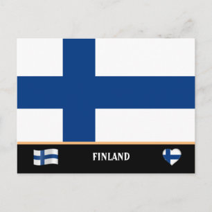 Finnische Flagge & Finnen Land Reise / Finnland Postkarte