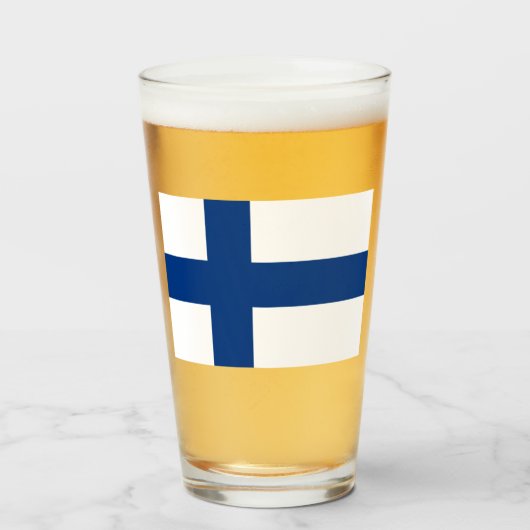 Finnische Flagge (Finnland) Glas (Vorne (Gefüllt))