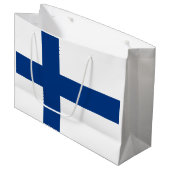 Finnische Flagge (Finnland) Große Geschenktüte (Vorderseite Schrägansicht)