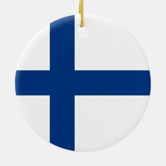 Finnische Flagge (Finnland) Keramik Ornament (Hinten)