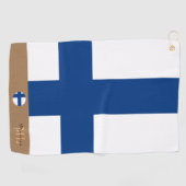 Finnische Flagge & Finnland, mit Monogramm / Golft Golfhandtuch (Horizontal)