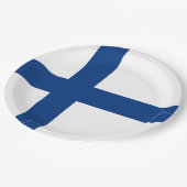 Finnische Flagge (Finnland) Pappteller (Schrägansicht)
