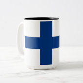 Finnische Flagge (Finnland) Zwei-Tone-Kaffee-Tasse Zweifarbige Tasse (Vorderseite Links)