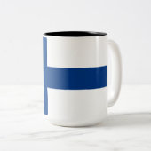 Finnische Flagge (Finnland) Zwei-Tone-Kaffee-Tasse Zweifarbige Tasse (VorderseiteRechts)