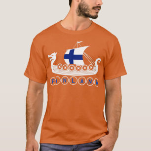 Finnische Flagge für das Wikingschiff Finnland T-Shirt