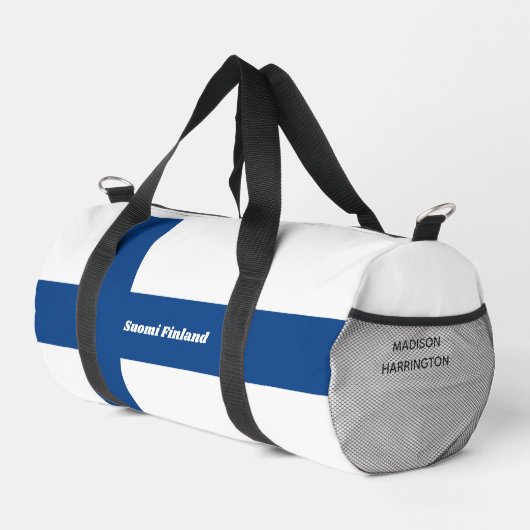 Finnische Flagge für individuelle Name und Text Duffle Bag (Rechte Ecke)