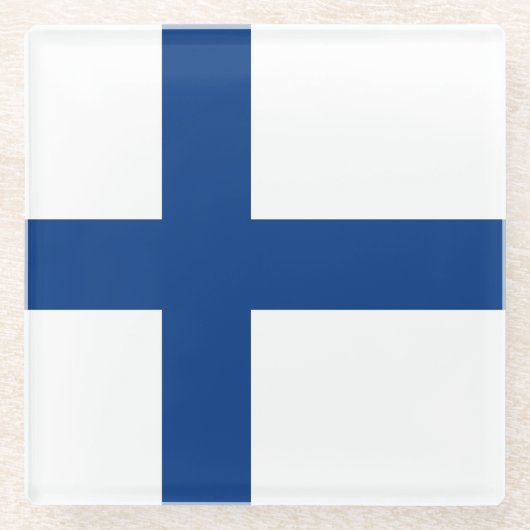 Finnische Flagge Glasuntersetzer (Vorderseite)