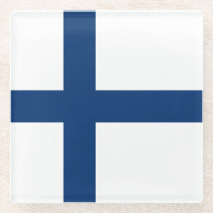 Finnische Flagge Glasuntersetzer