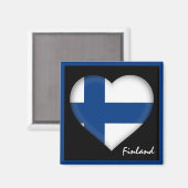 Finnische Flagge & Herz, Finnland - Urlaub /Sport Magnet (Vorderseite/Rückseite)