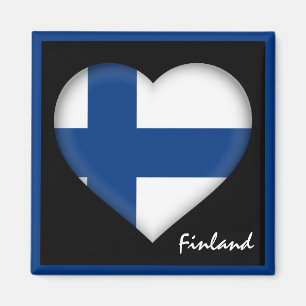 Finnische Flagge & Herz, Finnland - Urlaub /Sport Magnet