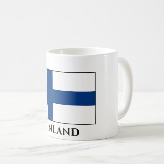 Finnische Flagge Kaffeetasse (VorderseiteRechts)