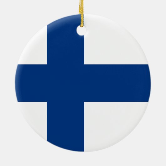 Finnische Flagge Keramik Ornament (Hinten)