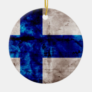Finnische Flagge Keramik Ornament