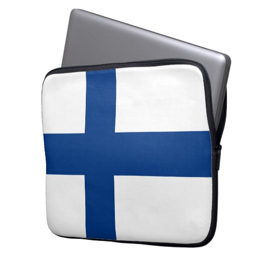 Finnische Flagge Laptopschutzhülle (Vorderseite Links)