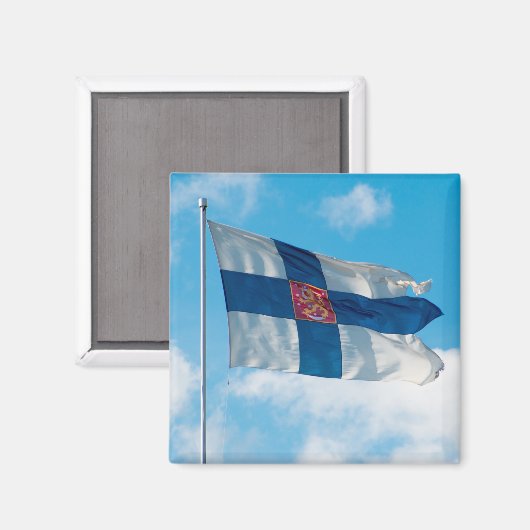 Finnische Flagge Magnet (Vorderseite/Rückseite)