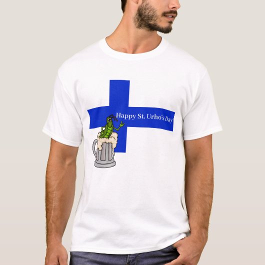Finnische Flagge mit Grasshopper im T - Shirt Tass (Vorderseite)