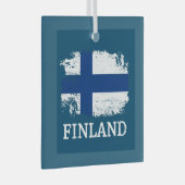Finnische Flagge Ornament Aus Glas (Vorderseite Rechts)