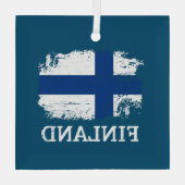 Finnische Flagge Ornament Aus Glas (Rückseite)