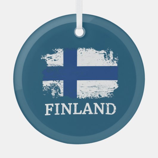 Finnische Flagge Ornament Aus Glas (Vorderseite)
