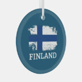 Finnische Flagge Ornament Aus Glas (Vorderseite Rechts)