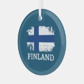 Finnische Flagge Ornament Aus Glas (Vorderseite links)