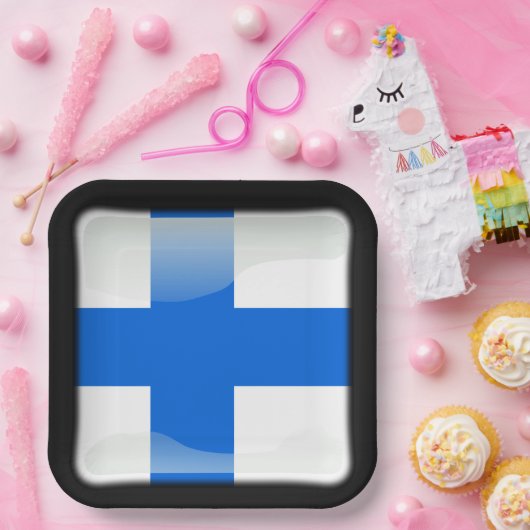 Finnische Flagge Pappteller (Party)