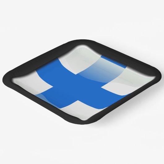 Finnische Flagge Pappteller (Gewinkelt)