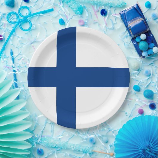 Finnische Flagge Pappteller (Party)