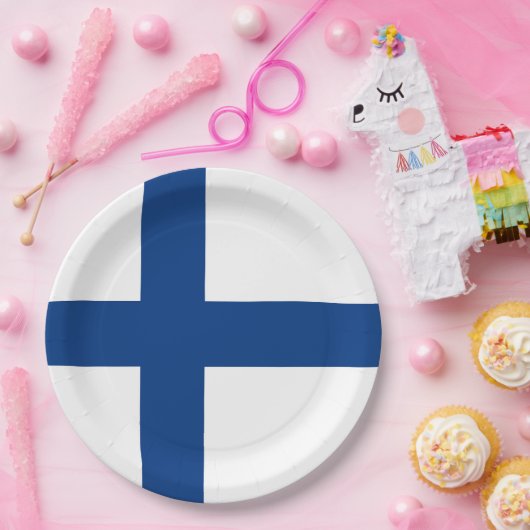 Finnische Flagge Pappteller (Party)