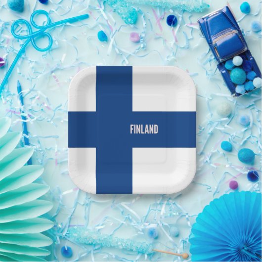 Finnische Flagge Pappteller (Party)