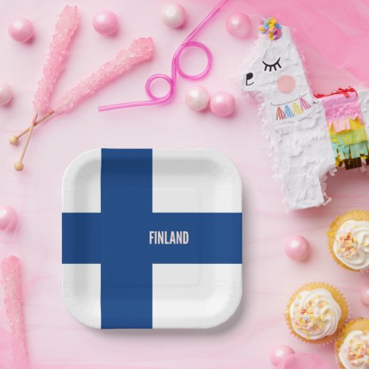 Finnische Flagge Pappteller (Party)