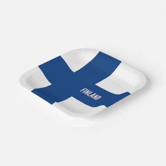Finnische Flagge Pappteller (Gewinkelt)
