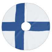 Finnische Flagge Polyester Weihnachtsbaumdecke (Vorderseite)