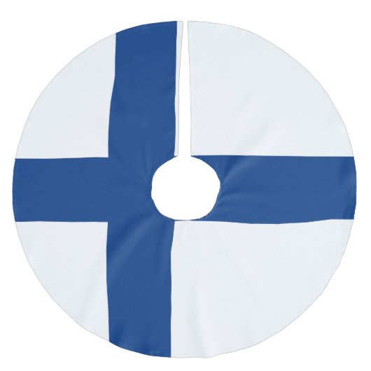 Finnische Flagge Polyester Weihnachtsbaumdecke (Vorderseite)