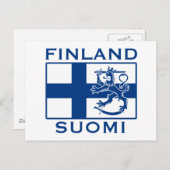Finnische Flagge Postkarte (Vorne/Hinten)