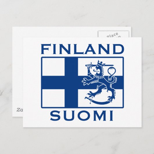 Finnische Flagge Postkarte (Vorne/Hinten)