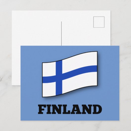 Finnische Flagge Postkarte (Vorne/Hinten)