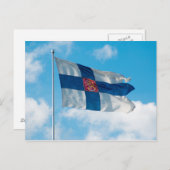 Finnische Flagge Postkarte (Vorne/Hinten)