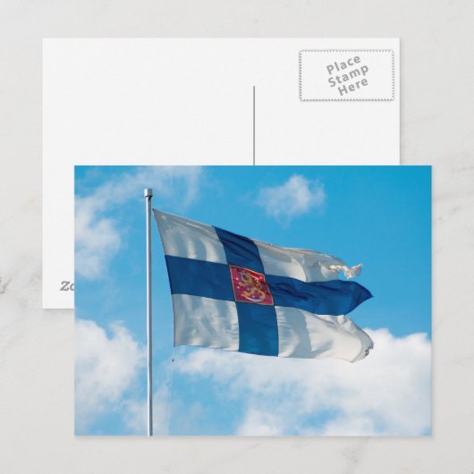Finnische Flagge Postkarte (Vorne/Hinten)